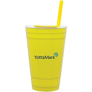 The Player - Neon Yellow - 16 Oz Double Wall Acrylic Tumbler With Push-on Lid For Hot/cold Beverages