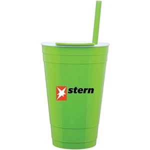 The Player - Neon Green - 16 Oz Double Wall Acrylic Tumbler With Push-on Lid For Hot/cold Beverages