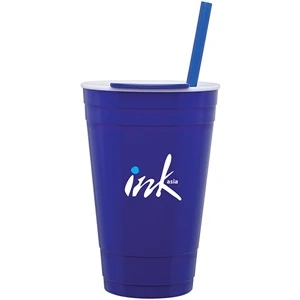 The Player - Blue - 16 Oz Double Wall Acrylic Tumbler With Push-on Lid For Hot/cold Beverages