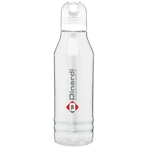 H2go (r) Flip - Clear - 20 Oz Single Wall Tritan Clear Copolyester Bottle With Color Threaded Lid And Straw