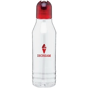 H2go (r) Flip - Red - 20 Oz Single Wall Tritan Clear Copolyester Bottle With Color Threaded Lid And Straw