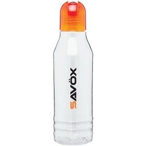 H2go (r) Flip - Orange - 20 Oz Single Wall Tritan Clear Copolyester Bottle With Color Threaded Lid And Straw