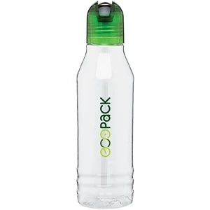 H2go (r) Flip - Pear - 20 Oz Single Wall Tritan Clear Copolyester Bottle With Color Threaded Lid And Straw