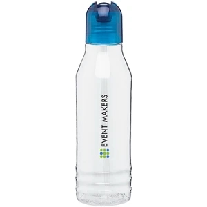 H2go (r) Flip - Aqua - 20 Oz Single Wall Tritan Clear Copolyester Bottle With Color Threaded Lid And Straw