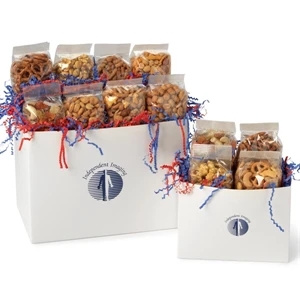 Snack Lovers - Blank Large Solid Color Gift Box With Caramel Corn, Peanuts In A Shell And More