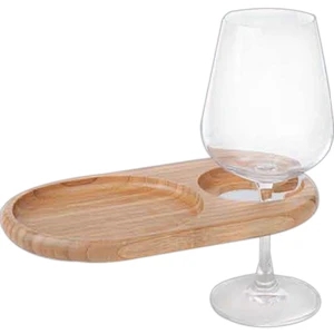 Mini-Oval Party Plate with Built-In Stemware Holder