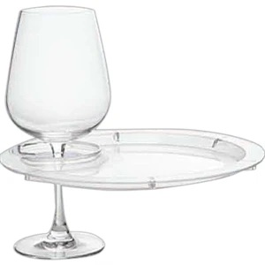 Round Party Plate With Built-In Stemware Holder, Plastic