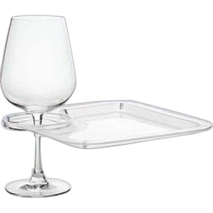 Square Party Plate w/ Stemware Holder (Set of 4)