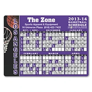 Basketball Schedule Magnet, 4 1/8" X 5 3/4". Approximately .020 Material Thickness