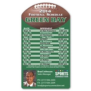 Football Schedule Magnet, 5 3/4" X 3 1/4". Approximately .020 Material Thickness