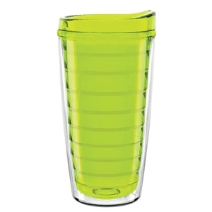 Tritan (tm) N-dome (tm) - Lime - Color Inner-wall Tritan 16 Oz. Clear Double Wall Tumbler With Lid & Straw