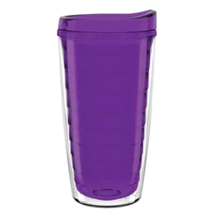 Tritan (tm) N-dome (tm) - Purple - Color Inner-wall Tritan 16 Oz. Clear Double Wall Tumbler With Lid & Straw