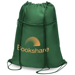 Drawstring Tote Bag Features 420d Nylon Fabric And A Large Front Zippered Pocket