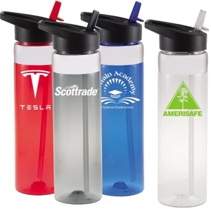22 Oz. Tritan Material Bottle With Stainless Steel Accent Band And Flip Straw Lid