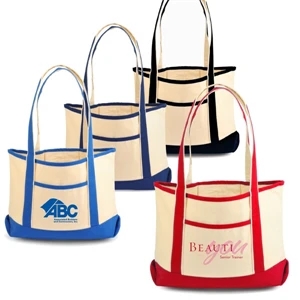 Two-tone Canvas Tote Made Of 12 Oz. Cotton Canvas With 22" Top Handles With Gusset
