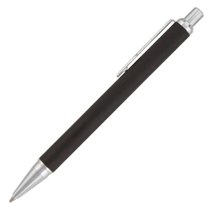 Avila - Black - Ballpoint Click Pen With Aluminum Barrel And Brushed Satin Finish, Chrome Accents