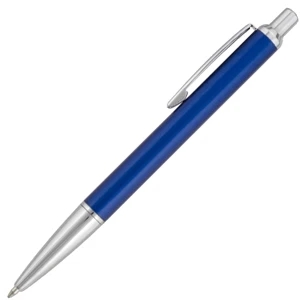 Camden - Blue - Ballpoint Pen With Aluminum Metal Barrel, Chic Finish And Chrome Accents
