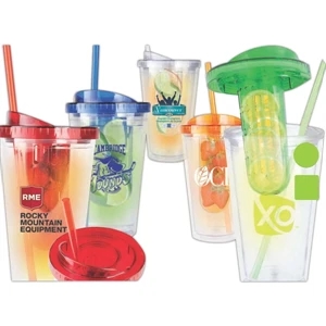The Infuser - Blue - Double Walled Acrylonitrile Styrene Tumbler, 16 Oz