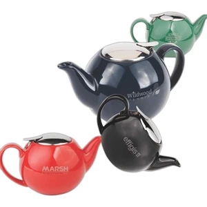 The Serenity - Hunter Green - Ceramic Teapot With Stainless Steel Accent