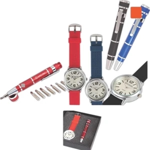 The Madison Avenue;the Madison View;the Pen - Black - Watch And Travel Pocket Tool Gift Set