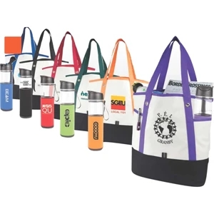The Athlete;the Lansbury;the Vacation - Black - Tote Bag With Tritan (tm) Water Bottle Gift Set