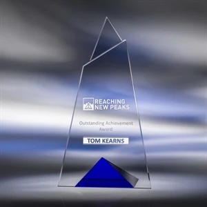 Skyward - Blue - Small - Starphire Crystal Award That Resonates Will For Those Who Went The Extra Mile