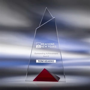 Skyward - Red - Small - Starphire Crystal Award That Resonates Will For Those Who Went The Extra Mile