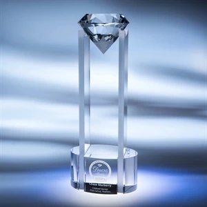 Sky Diamond - Clear - Unique Design Award, Base And Tower Are Made From Clear Optic Crystal