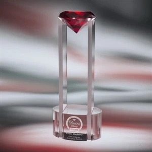 Sky Diamond - Red - Unique Design Award, Base And Tower Are Made From Clear Optic Crystal