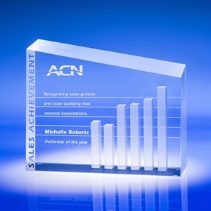 Impact (tm) - Rock Solid Award Features A Lasered Bar Graph Suspended Within The Optic Crystal