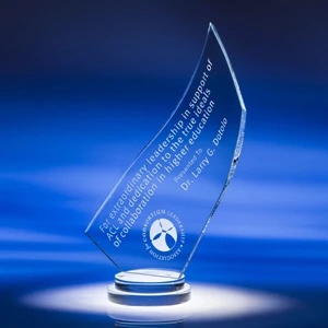 Aero (tm) - Aqua Tinted Starphire Crystal, This Award Is Elevated By A Stair-stepped Base