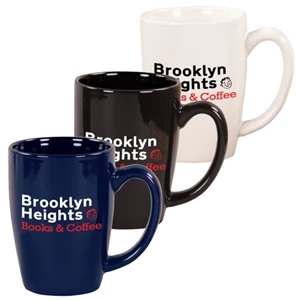 Riviera (tm) - Black - Catalog 5-7 Day Production - Ceramic Mug With Ear Shape Handle, 14 Oz