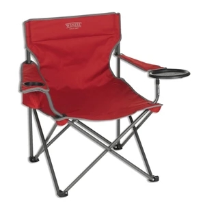 Wenzel (r) - Blue - X L Folding Chair With Built-in, Steel-reinforced Tray Table And Cup Holder. Blank