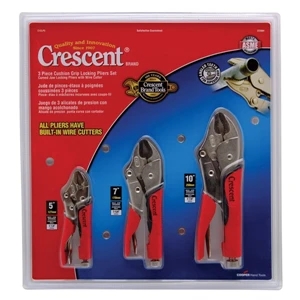 Crescent (r) - 3-pc. Cushion Gripped Locking Pliers With Wire Cutter. Blank Product Only