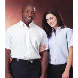 Van Heusen (r) - Blue - Ladies' Short Sleeve Bd Relaxed Fit 60% Cotton/40% Polyester Shirt. Opportunity Buy