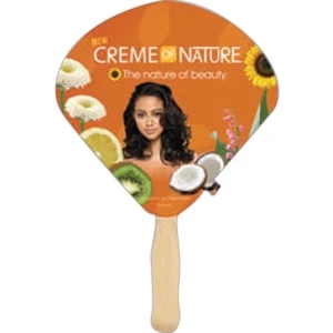 Stock Shape Shell Hand Fan With Wood Handle ( Wood Stick) Attached With Adhesive