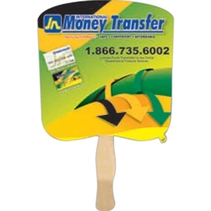 Stock Shape Bread Hand Fan With Wood Handle ( Wood Stick) Attached With Adhesive