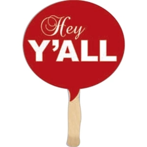 Stock Shape Bubble Hand Fan With Wood Handle ( Wood Stick) Attached With Adhesive