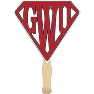 Stock Shape Gem Hand Fan With Wood Handle ( Wood Stick) Attached With Adhesive