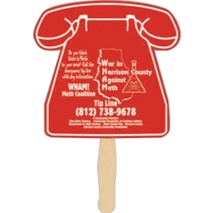 Stock Shape Phone Hand Fan With Wood Handle ( Wood Stick) Attached With Adhesive