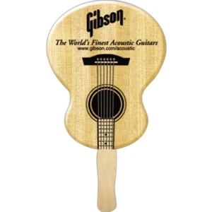 Stock Shape Guitar Hand Fan With Wood Handle ( Wood Stick) Attached With Adhesive