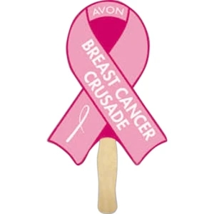 Stock Shape Ribbon Hand Fan With Wood Handle ( Wood Stick) Attached With Adhesive