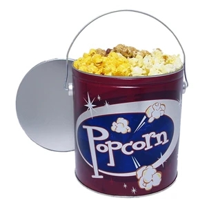 Buttered, Cheese And Caramel Popcorn In 6 11/16" X 7 1/4" Designer Tin