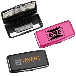 Large Aluminum Business Card Holder With Interior Slots And Snap Closure