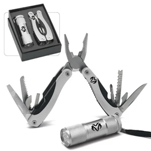 Voyager - Multi-function Tool Set With Flashlight. Nylon Belt Pouch With Belt Loop
