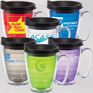 Java - Mug Java 15.5 Oz Double Wall San Plastic With Black Snap On Thumb-slide Lid