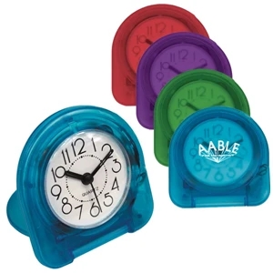Folding Travel Alarm Clock With An Easy To Read Dial And Fold-over Cover/stand