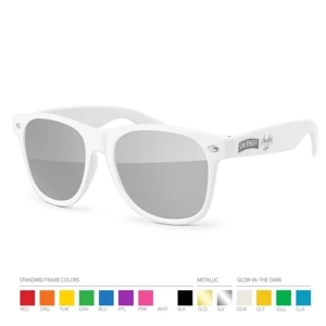 Wayfarer - White Wayfarer With Silver Reflective Lenses + Arm Imprint. No Setup/design Fee!