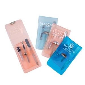 Satin Groomer - Three Stainless Steel Personal Care Tools In A Frosted Translucent Case