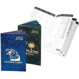 Marble Elegance - Monthly Pocket Planner/calendar Bound In Lustrous Stiff Cover Stock